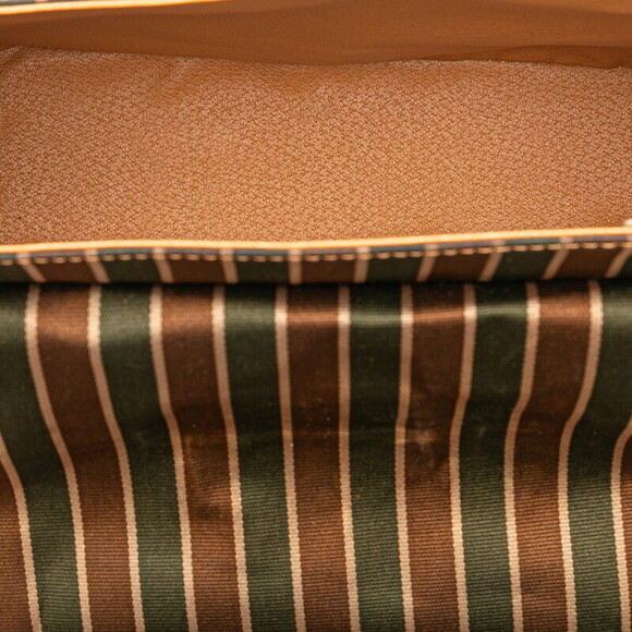 Celine Triomphe Striped Shoulder Bag Brown Green Canvas Leather - Picture 4 of 7